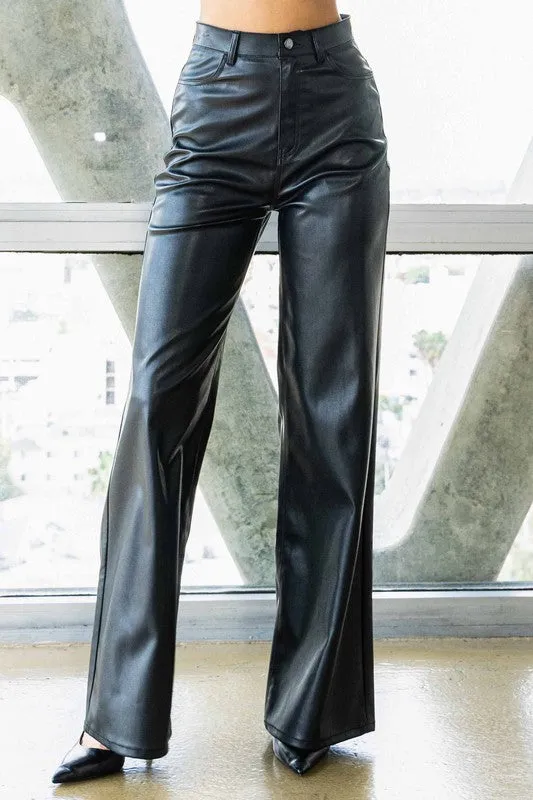 Faux Leather Pants in Cream, Black, Brown