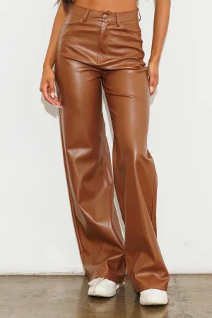 Faux Leather Pants in Cream, Black, Brown