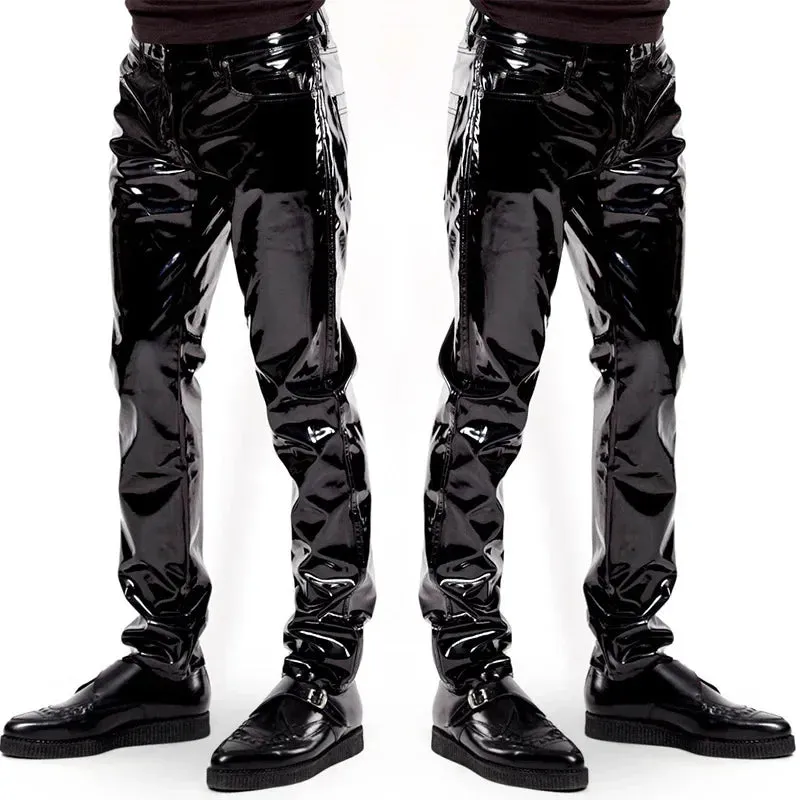 Faux Leather PVC Pants for Clubwear – Slim Fit Gothic Pencil Pants for Nightlife