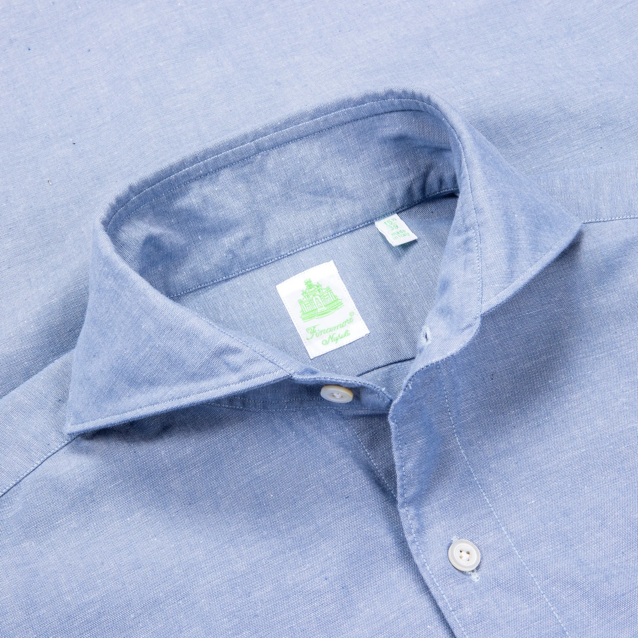 Finamore Tokyo Fit Collo Sergio Chambray Blu Scuro