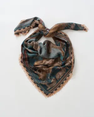 floating rabbits cashmere large square scarf