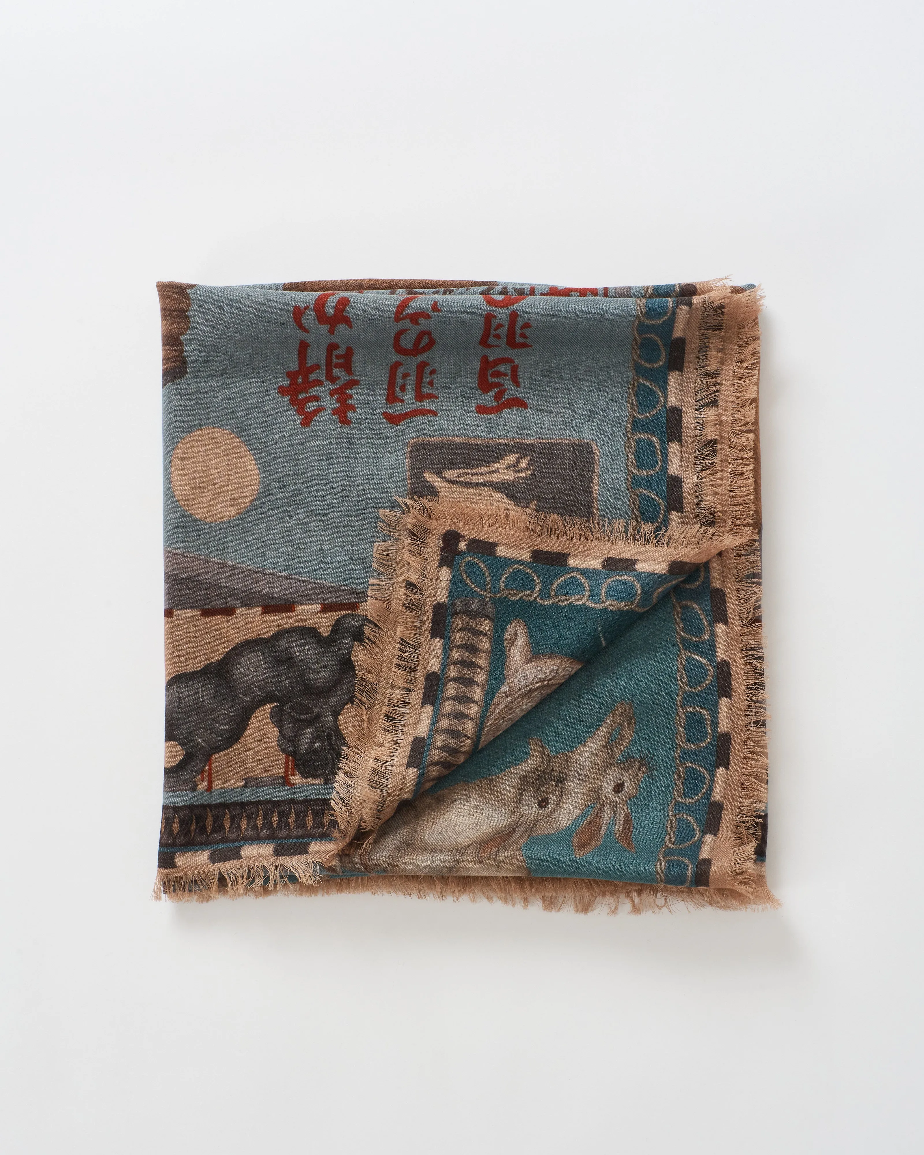 floating rabbits cashmere large square scarf