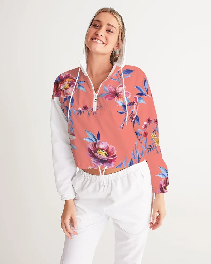 Forbidden Floral  Women's Cropped Windbreaker