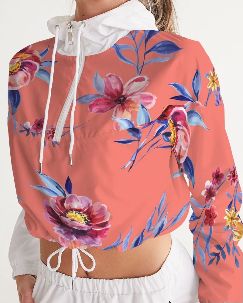 Forbidden Floral  Women's Cropped Windbreaker