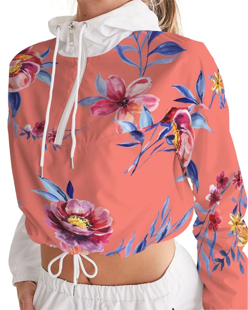 Forbidden Floral  Women's Cropped Windbreaker