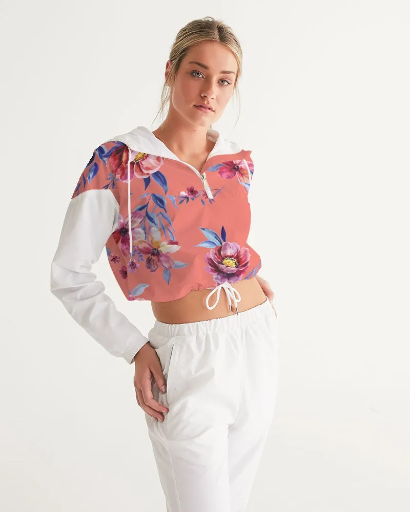 Forbidden Floral  Women's Cropped Windbreaker