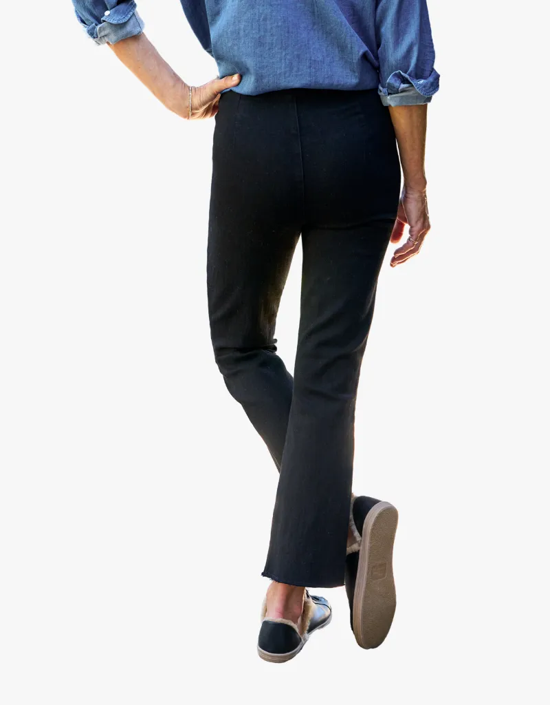 Frank & Eileen Killian Illusion Crop Flare Pull On Pants in Black (Italian Dream Denim)