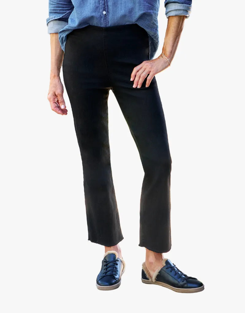 Frank & Eileen Killian Illusion Crop Flare Pull On Pants in Black (Italian Dream Denim)