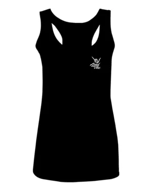 Front and Back Good Vibe Bones Hand Shaka Cool Vintage Hipster Graphic  women's Tank Top sleeveless Racerback