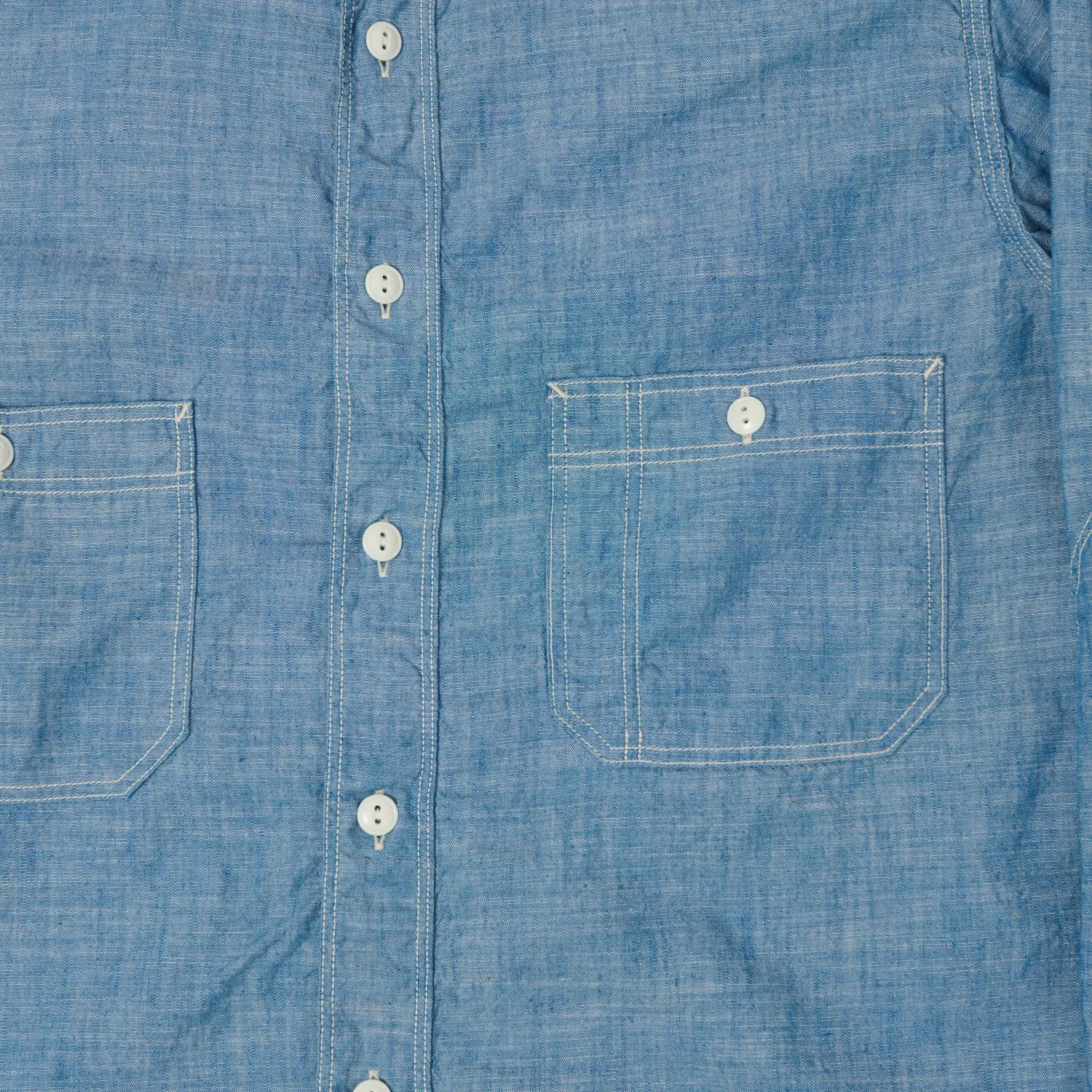 Full Count 4090 1930s Triple Stitch Chambray Shirt - Blue