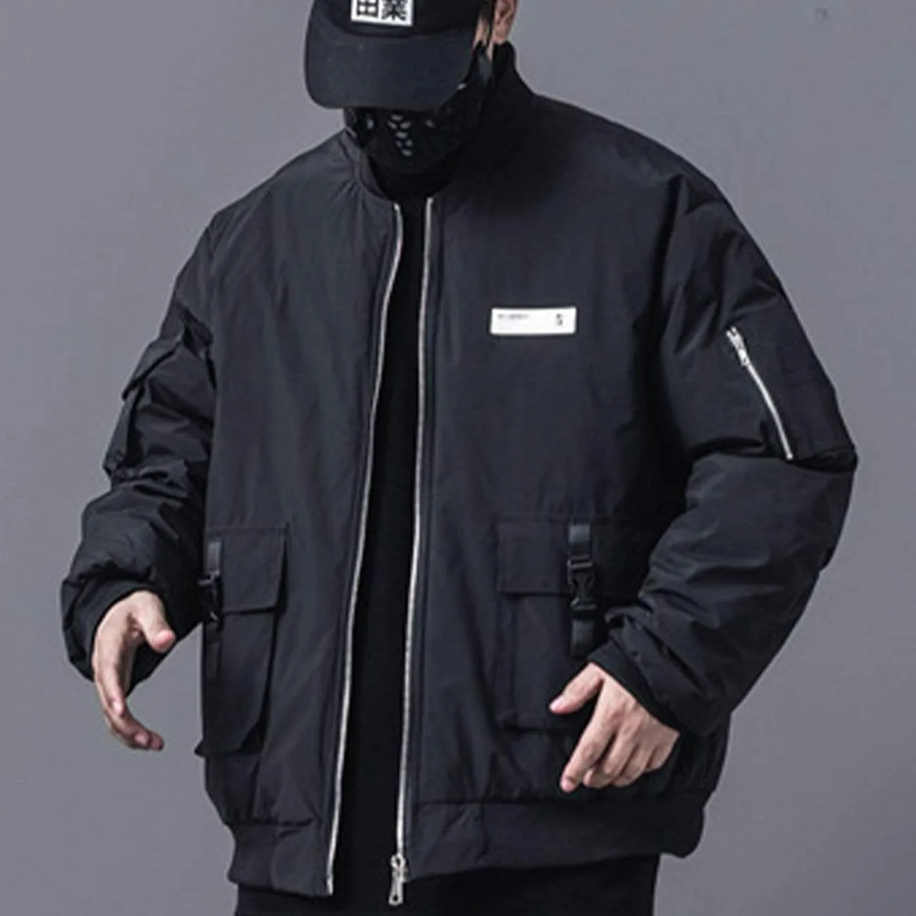 Functional Labeling Bomber Jacket