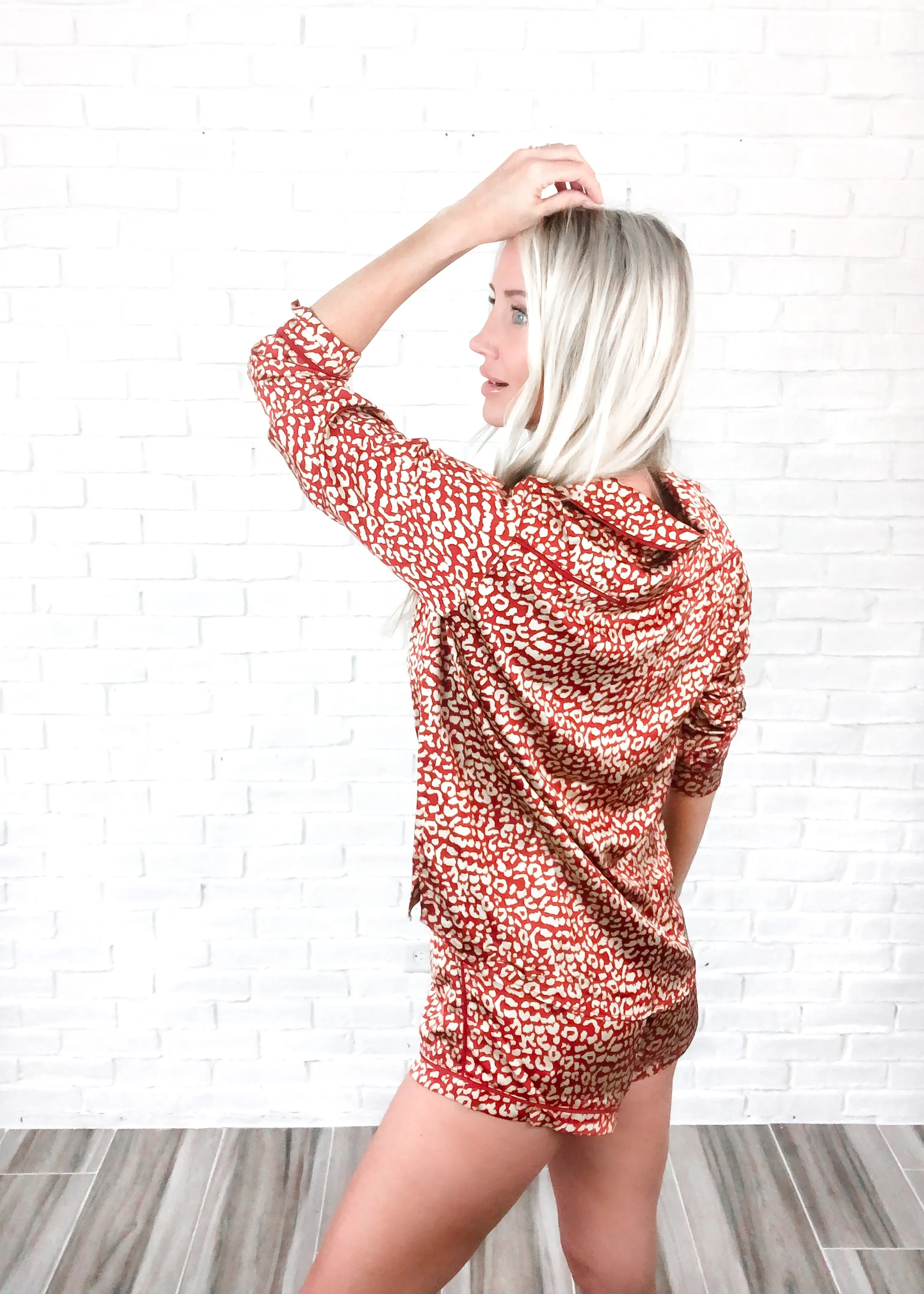Gemma Red Leopard Pajama Top