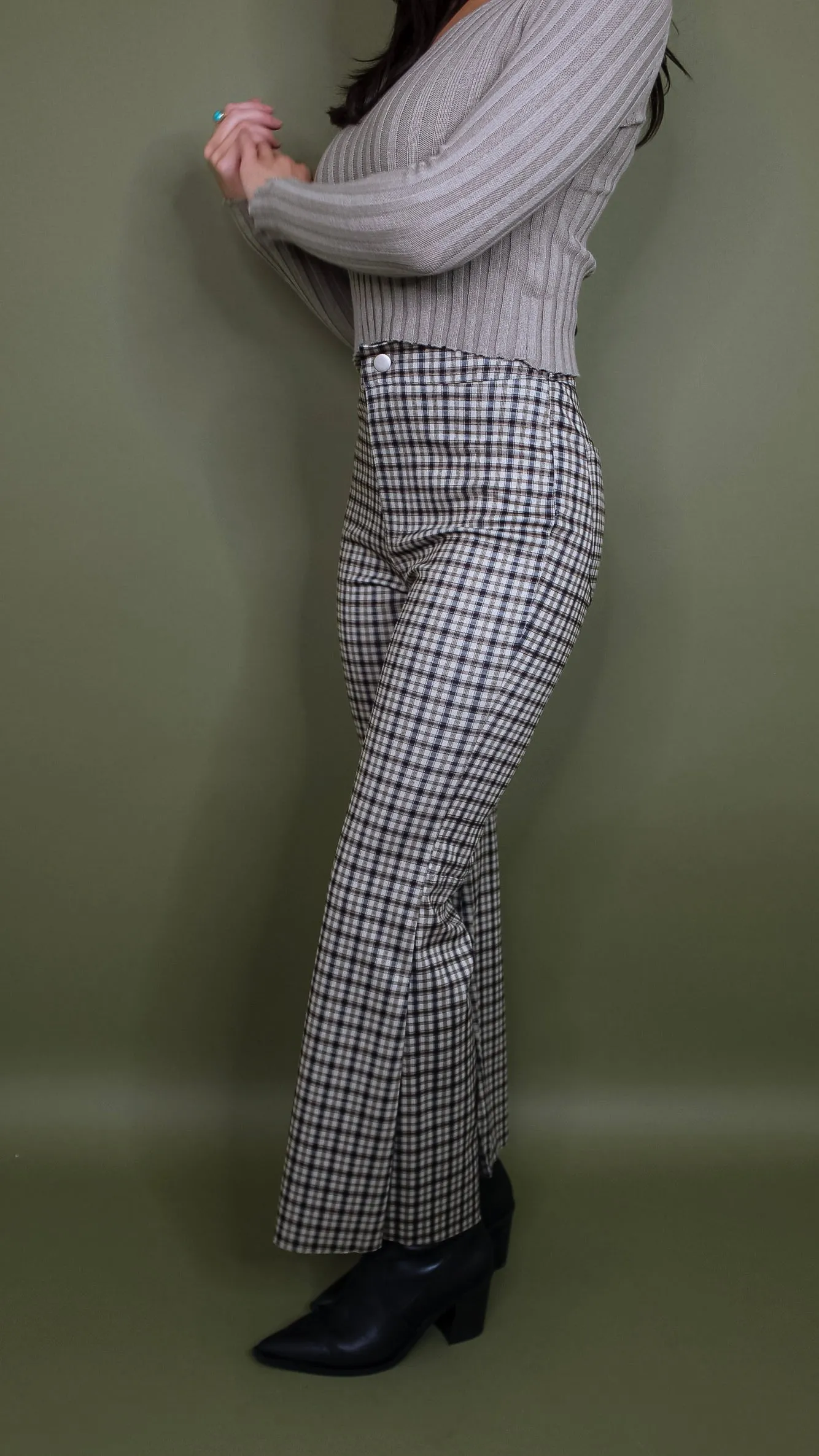 Genevieve Navy Plaid Pants