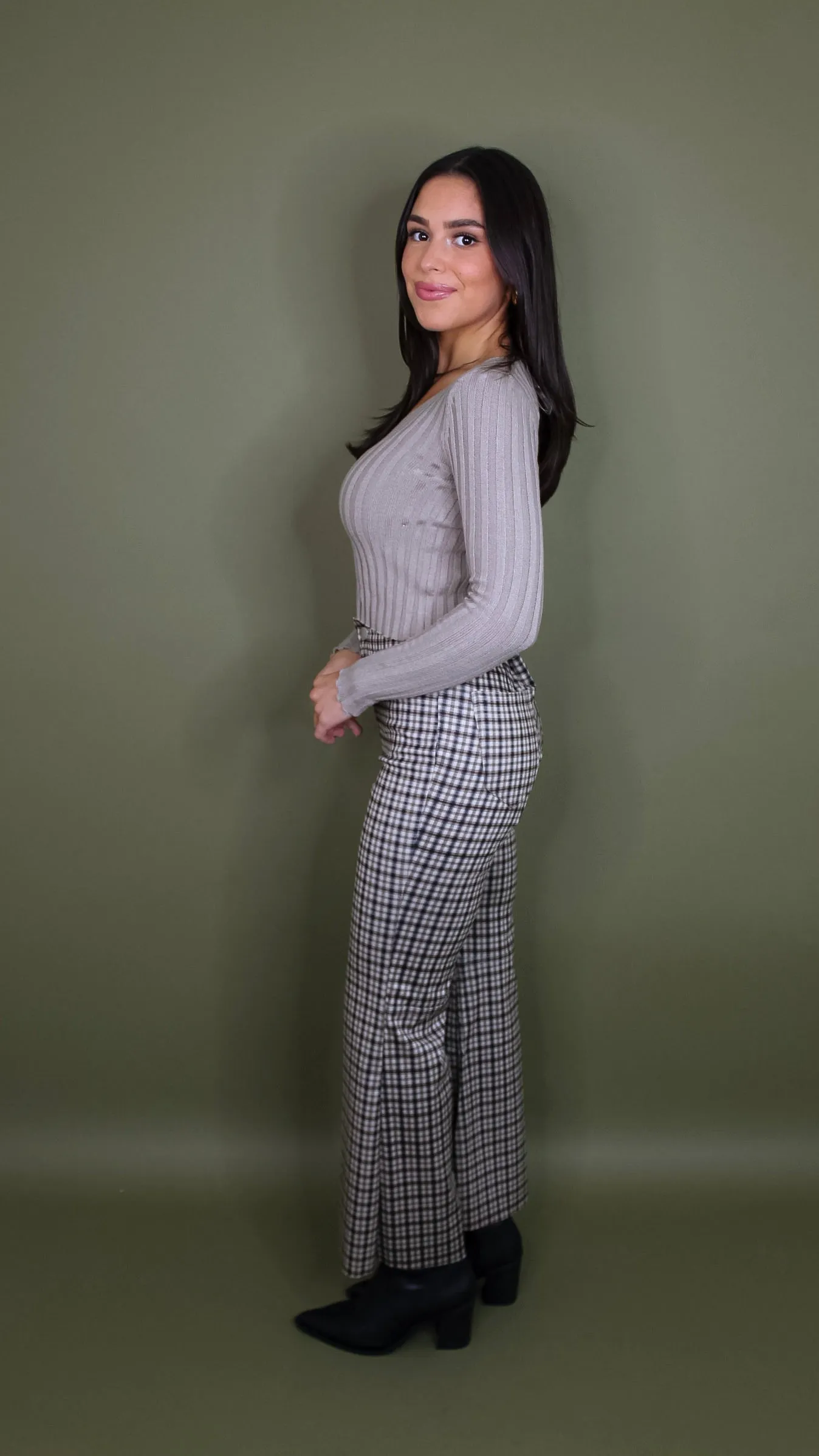 Genevieve Navy Plaid Pants