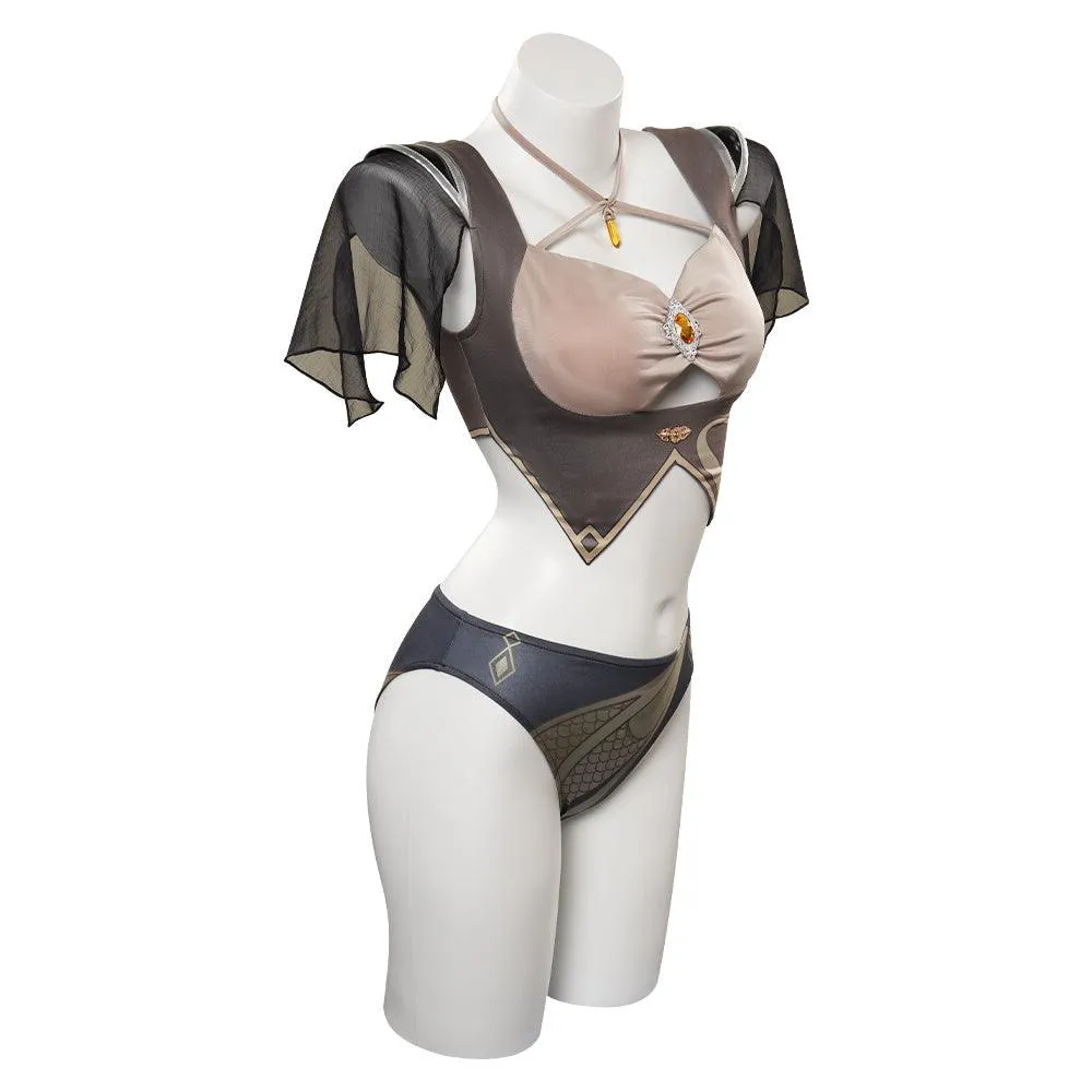 Genshin Impact Zhongli Cosplay Costume Swimsuit Halloween Carnival Party Disguise Suit