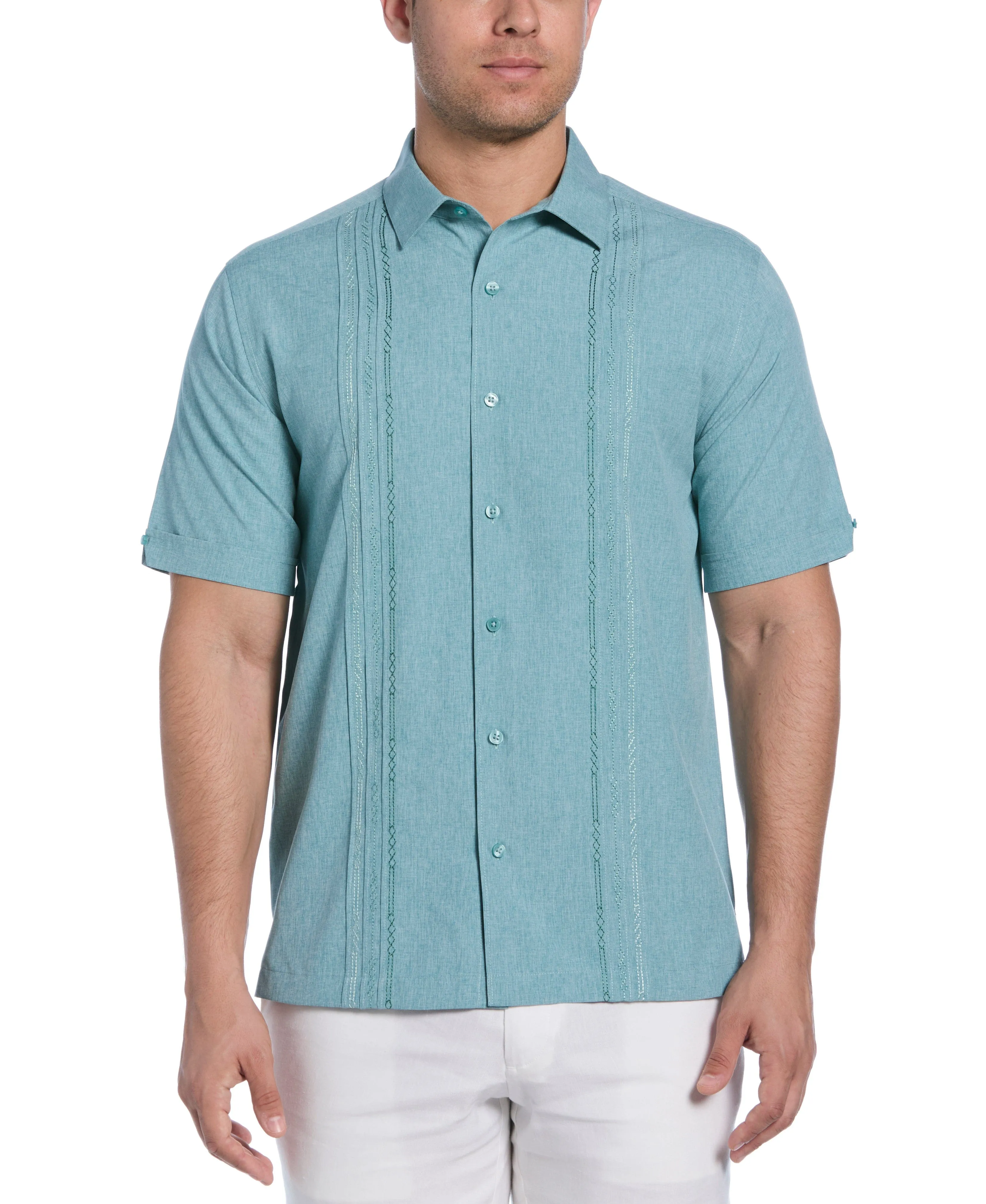 Geo Embroidered Panel Chambray Shirt