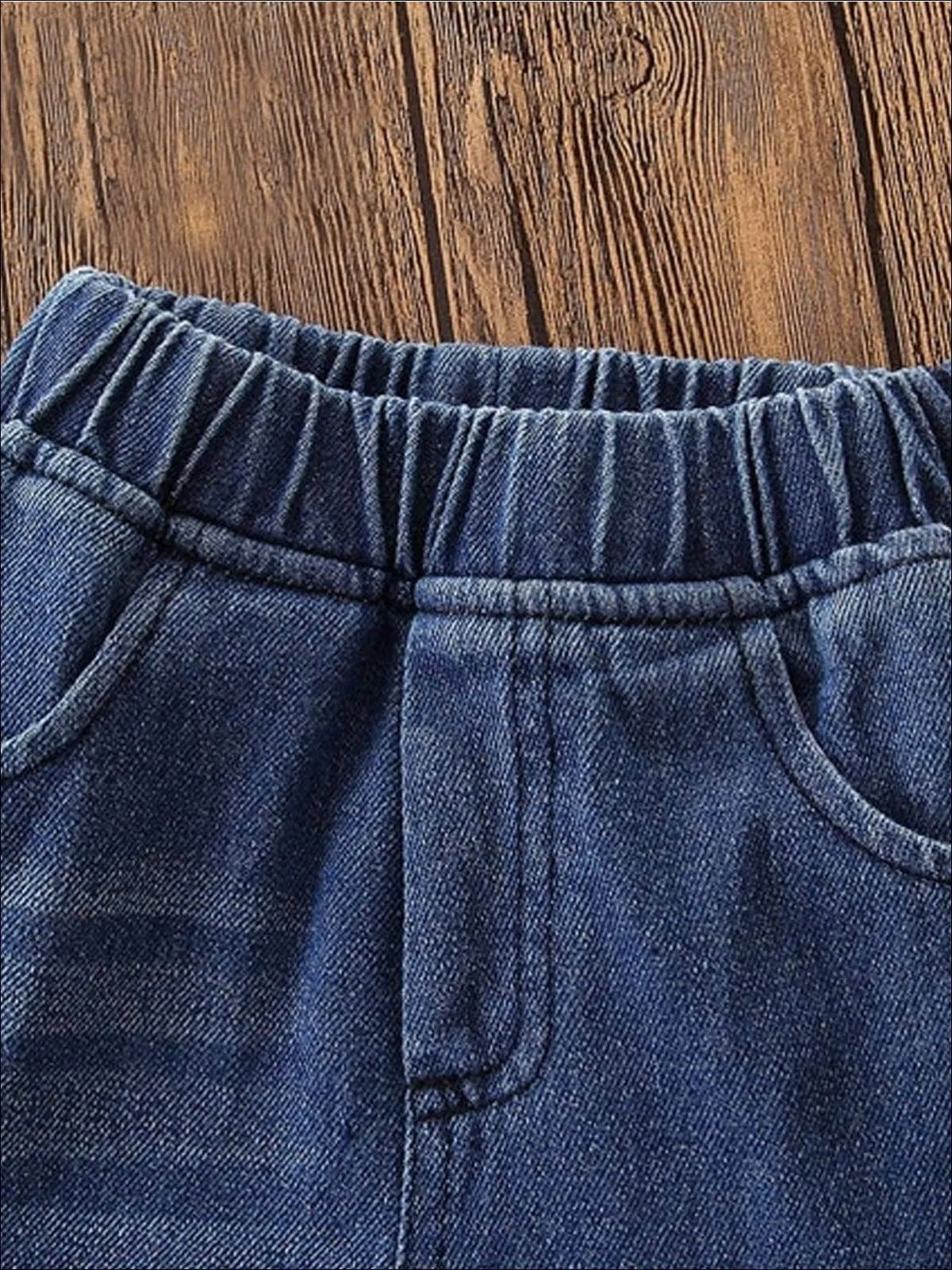 Girls Frayed Hem Cut Out Flare Leg Denims Pants