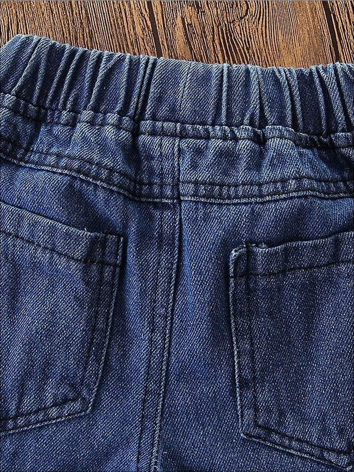 Girls Frayed Hem Cut Out Flare Leg Denims Pants