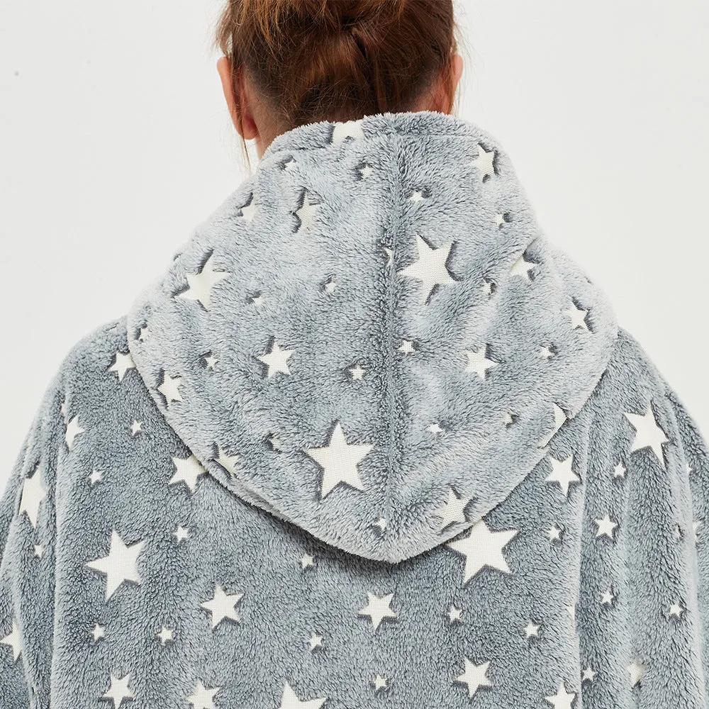 Glow In The Dark Stars Hoodie Blanket Oversized Sweatshirt