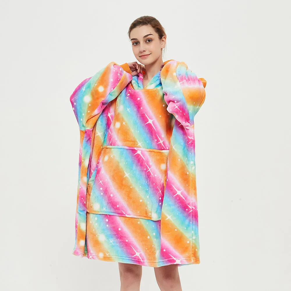 Glow In The Dark Stars Hoodie Blanket Oversized Sweatshirt
