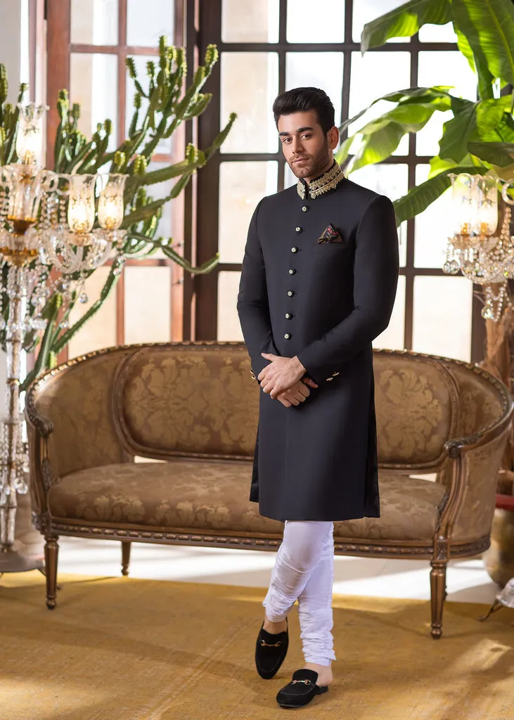 Gold Sequins Tilla Thread Marori Embellished Pakistani Groom Dress