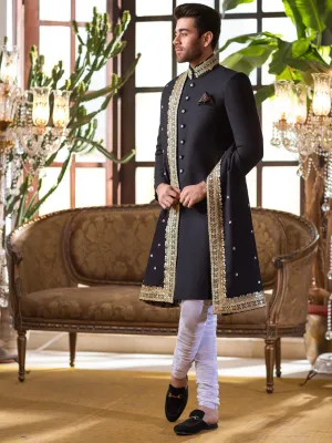 Gold Sequins Tilla Thread Marori Embellished Pakistani Groom Dress