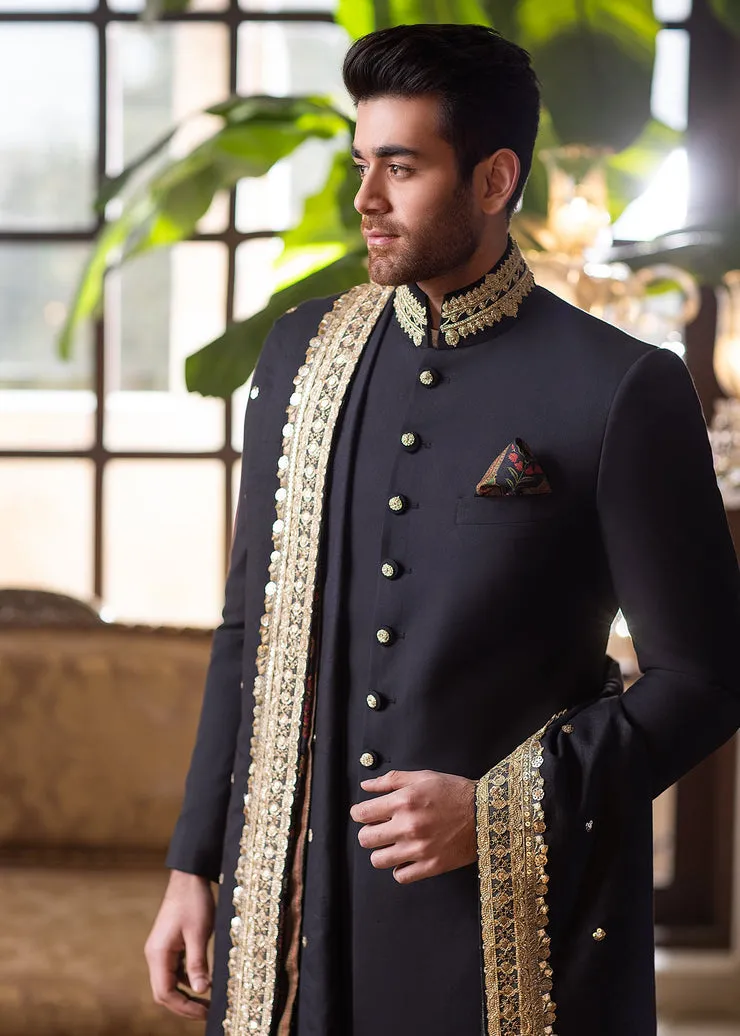 Gold Sequins Tilla Thread Marori Embellished Pakistani Groom Dress