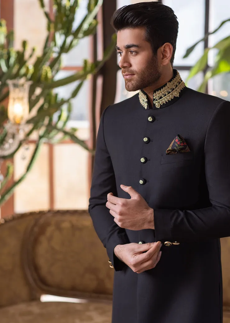 Gold Sequins Tilla Thread Marori Embellished Pakistani Groom Dress
