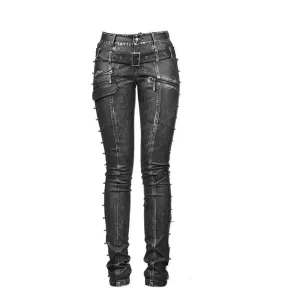 Gothci Style popular Pantalones Mujer Women Pants Fashion Wild Rock and Roll Skinny Women Leather Pants Punk Rave K-170