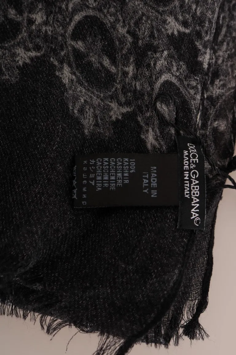Gray Black Cashmere Scarf