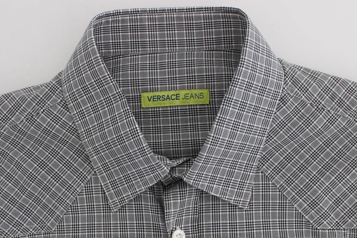 Gray Checkered Casual Cotton Shirt