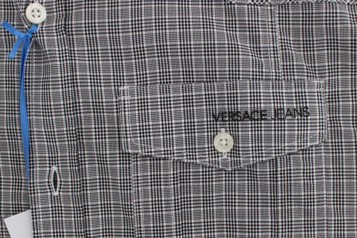 Gray Checkered Casual Cotton Shirt