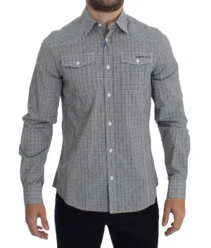 Gray Checkered Casual Cotton Shirt