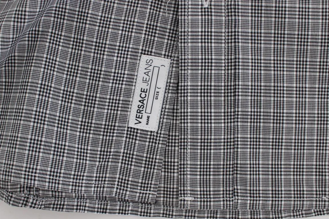 Gray Checkered Casual Cotton Shirt