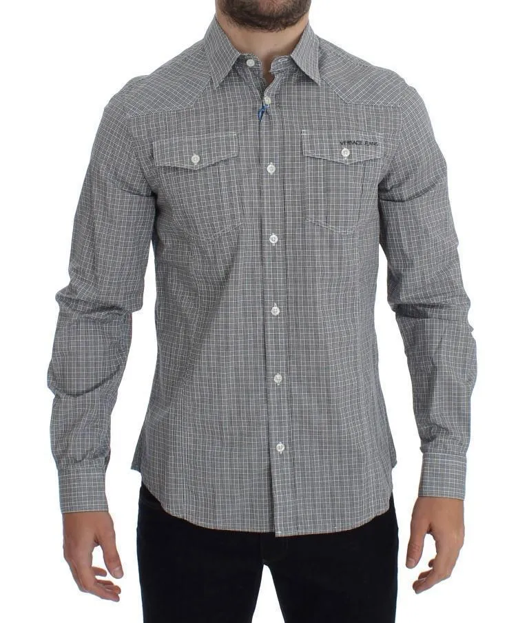 Gray Checkered Casual Cotton Shirt