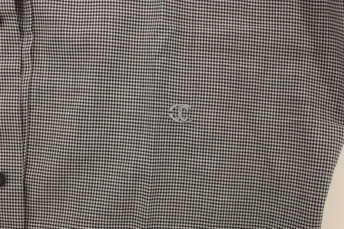 Gray checkered cotton button shirt