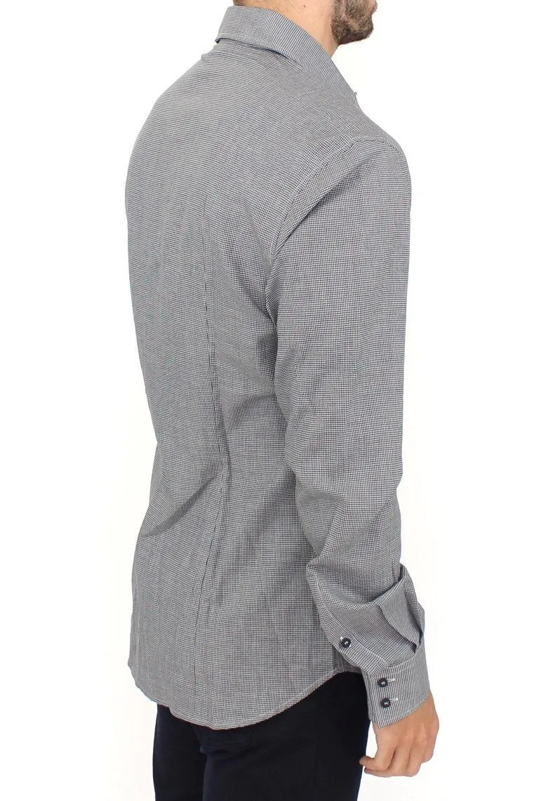 Gray checkered cotton button shirt