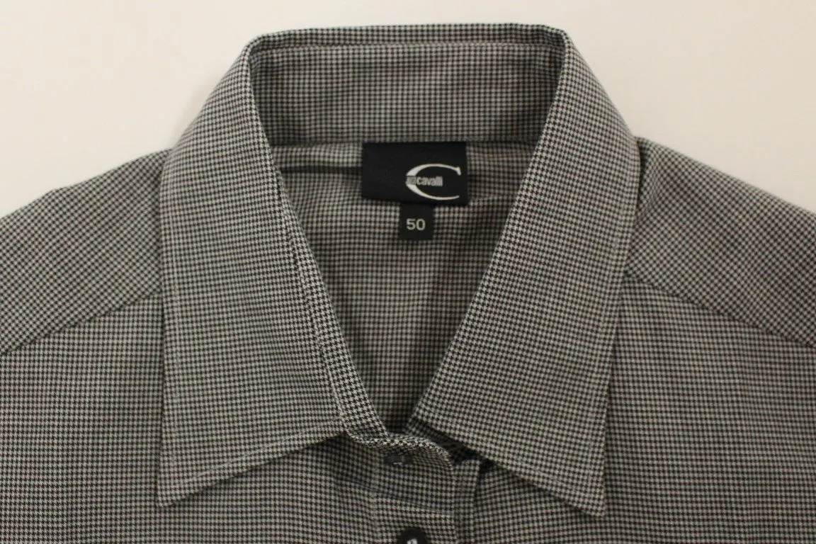 Gray checkered cotton button shirt