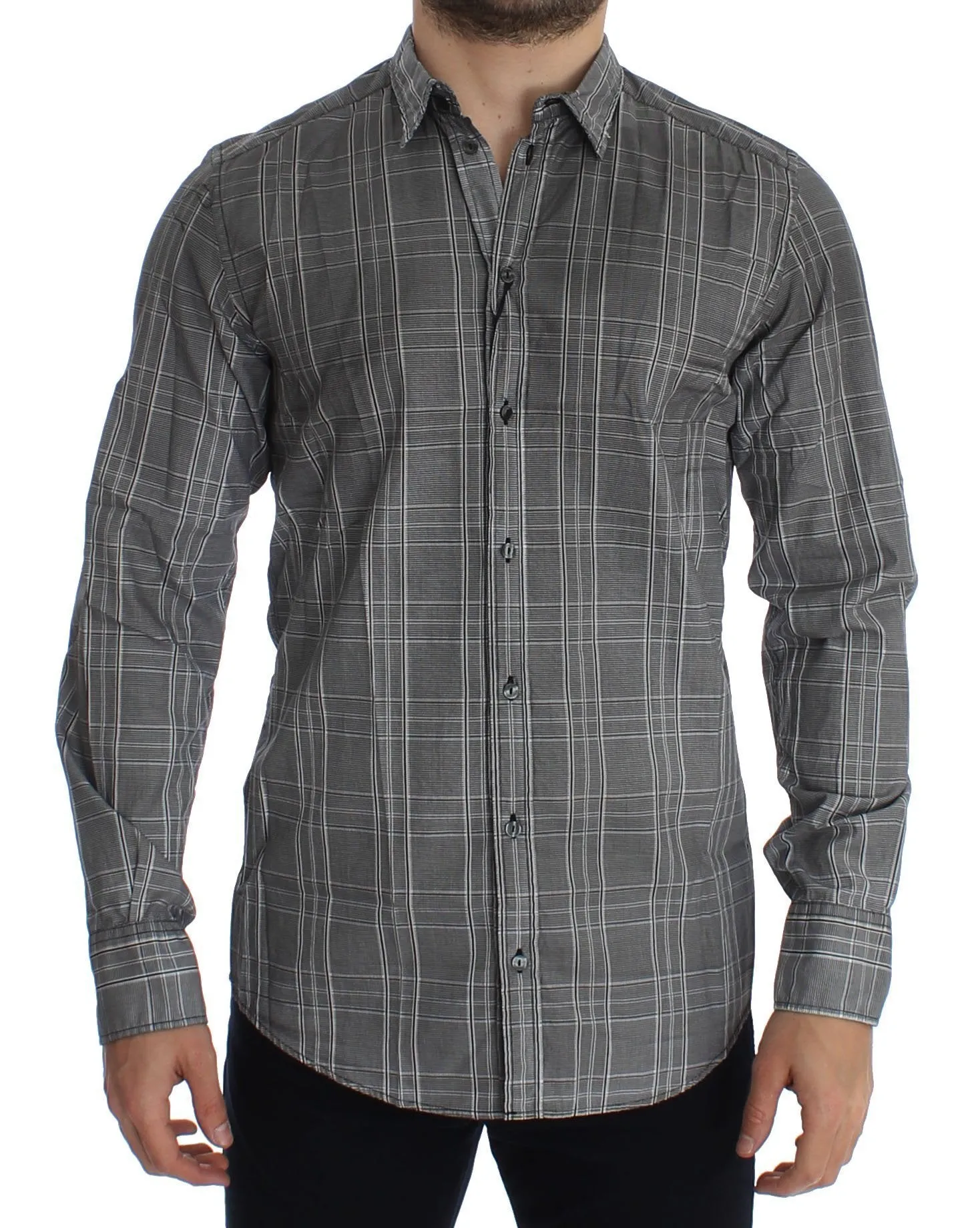 Gray Checkered GOLD Slim Fit Casual Shirt