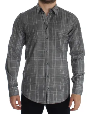 Gray Checkered GOLD Slim Fit Casual Shirt