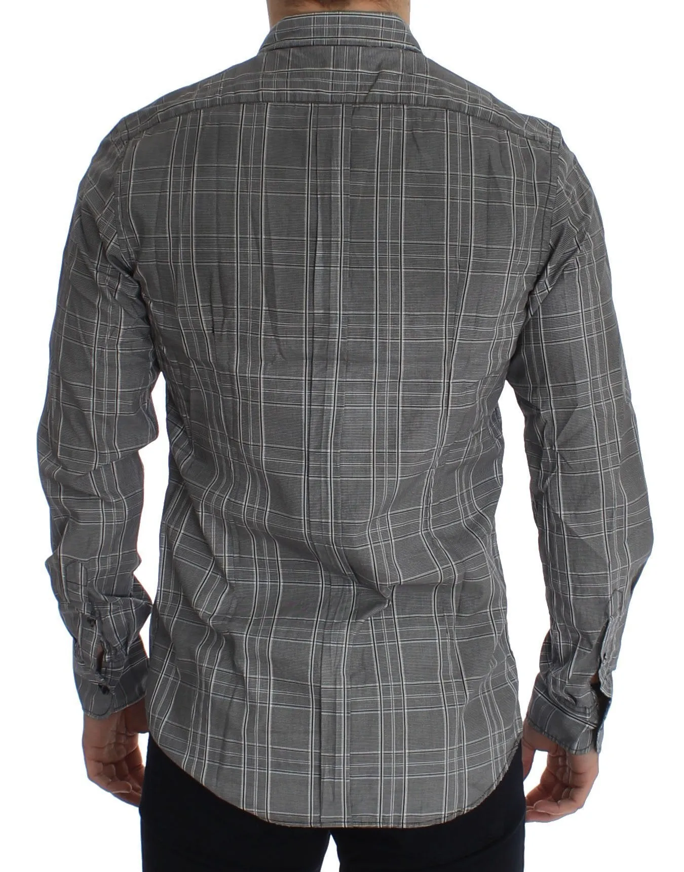 Gray Checkered GOLD Slim Fit Casual Shirt