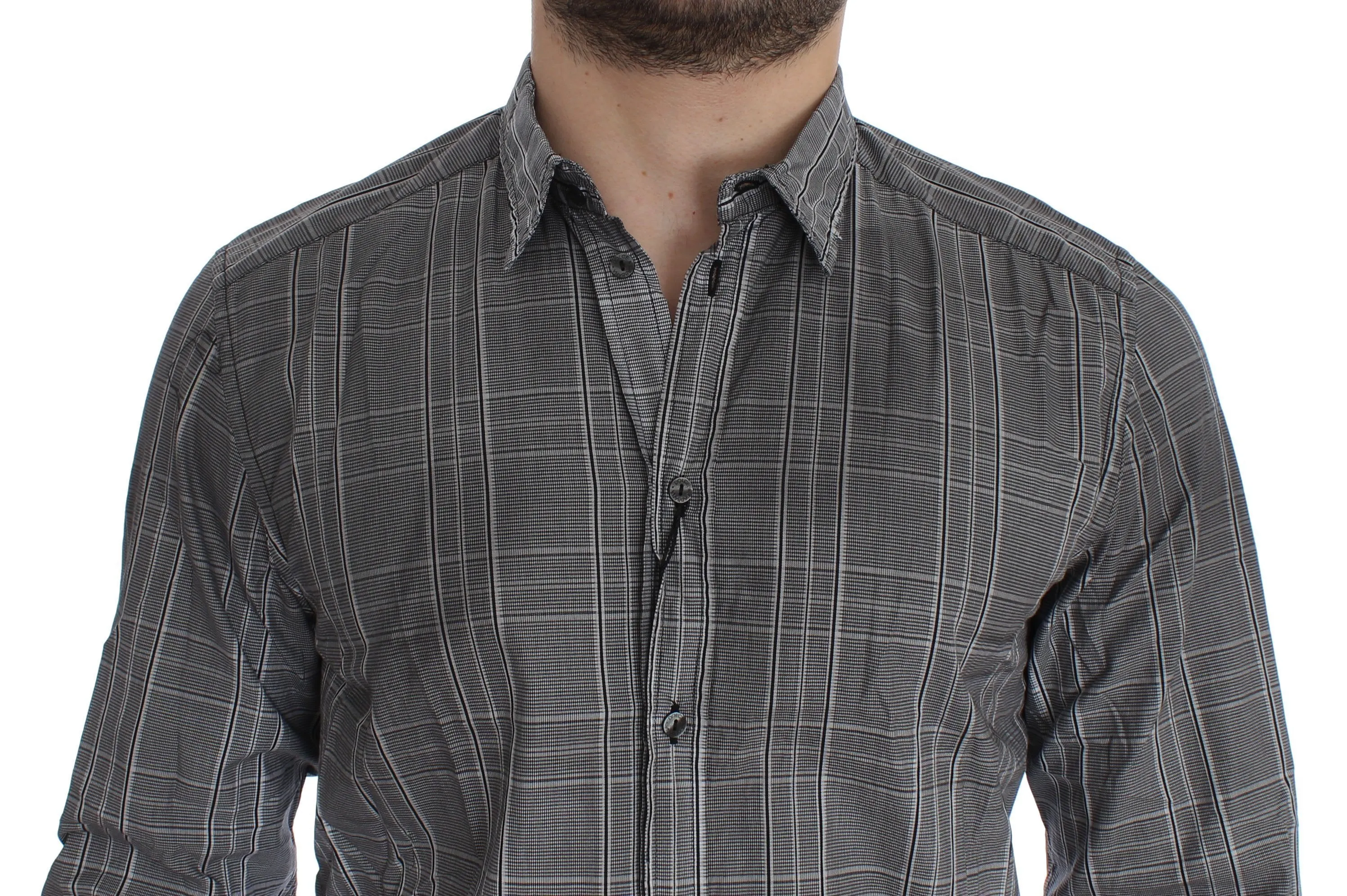Gray Checkered GOLD Slim Fit Casual Shirt