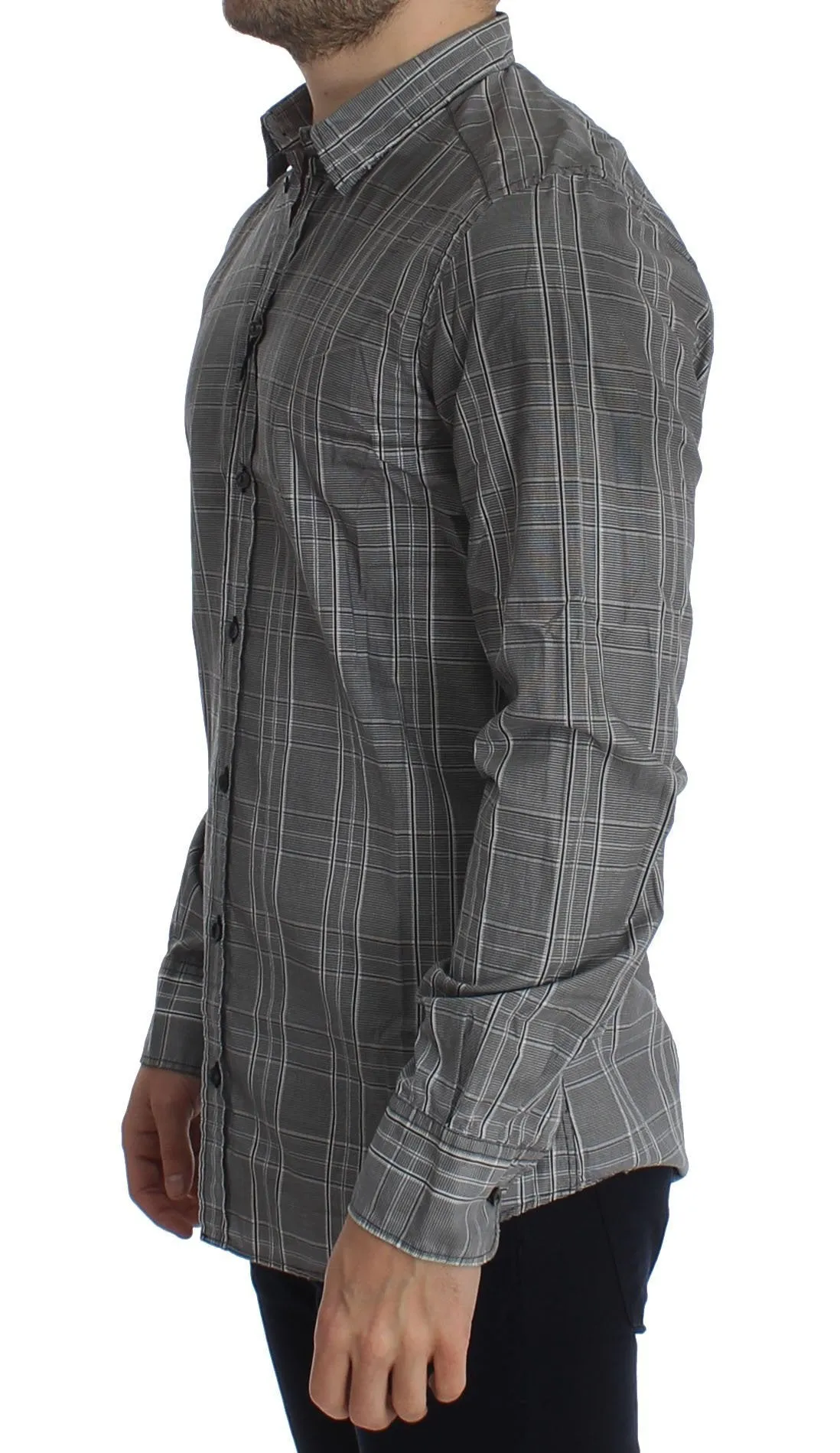 Gray Checkered GOLD Slim Fit Casual Shirt