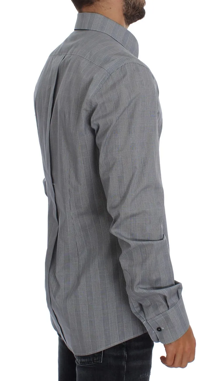 Gray Checkered Slim Fit GOLD Mens Shirt