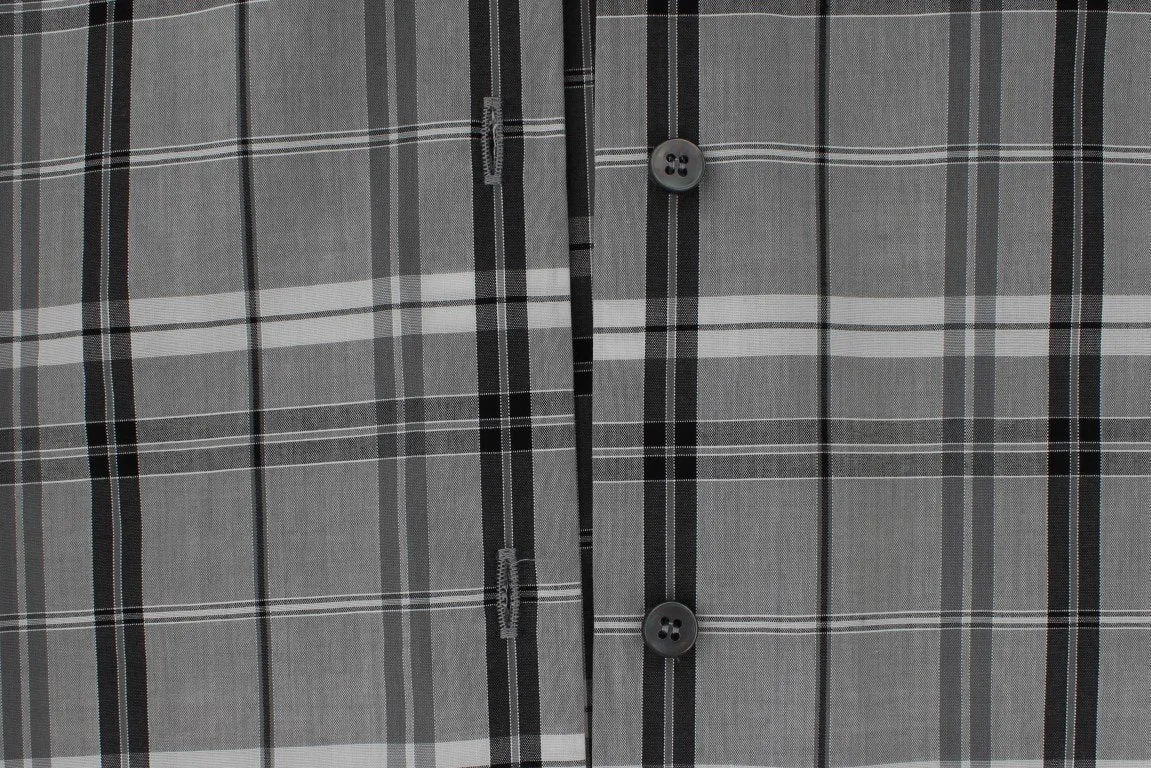 Gray Checkered Slim Fit GOLD Mens Shirt