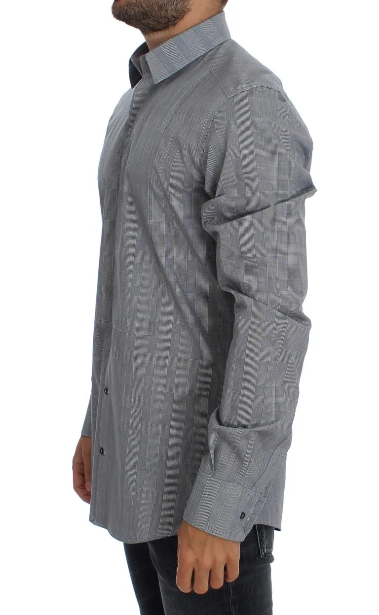 Gray Checkered Slim Fit GOLD Mens Shirt