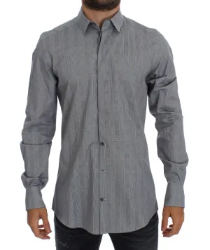Gray Checkered Slim Fit GOLD Mens Shirt
