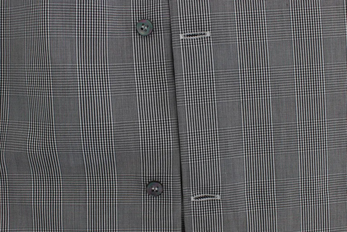 Gray Checkered Slim Fit GOLD Mens Shirt