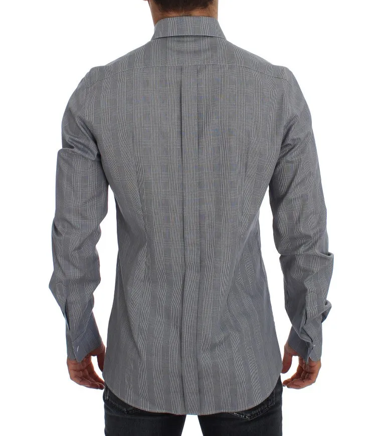 Gray Checkered Slim Fit GOLD Mens Shirt