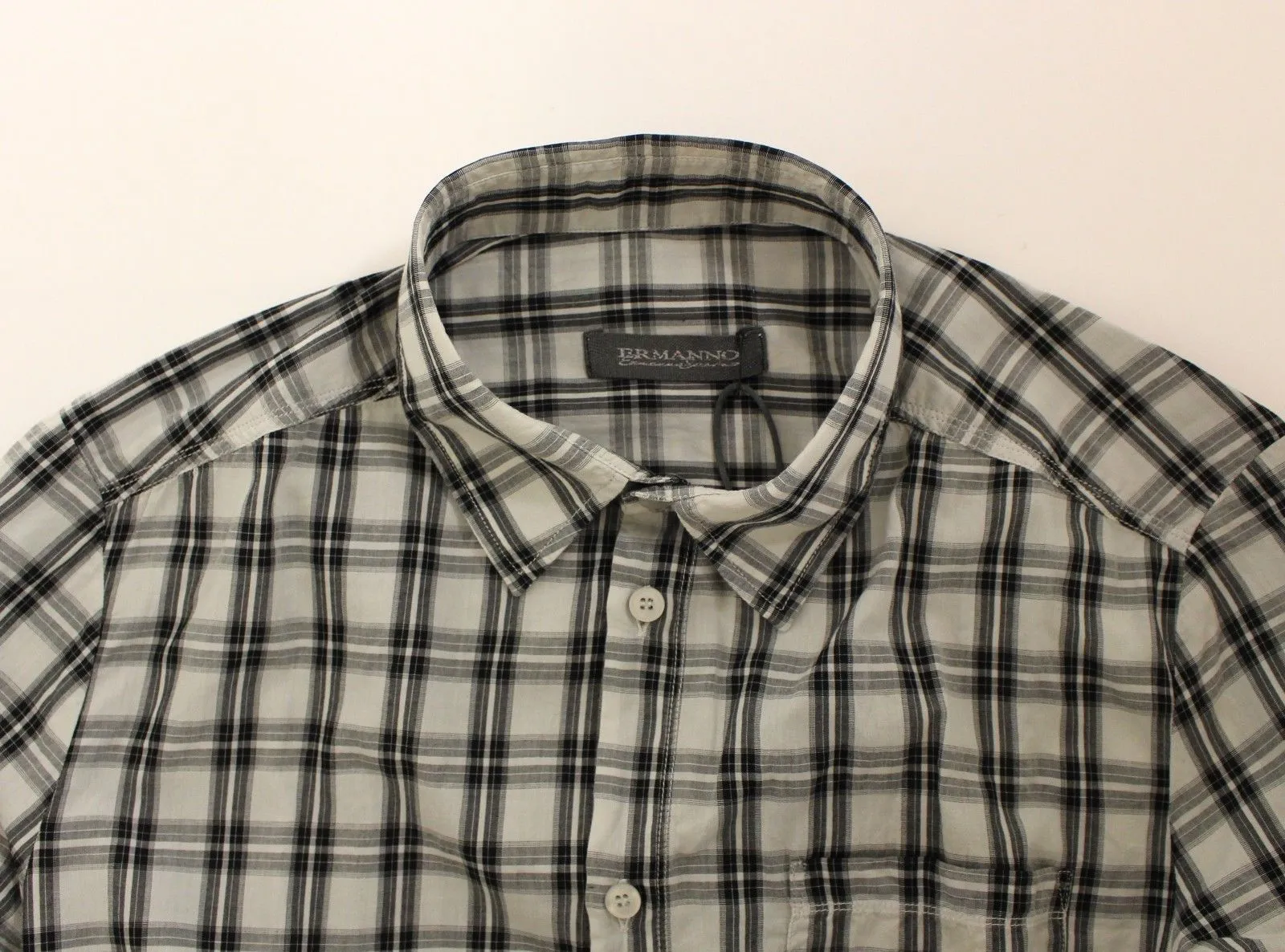 Gray White Checkered Casual Slim Fit Shirt